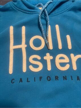 Hollister Teal Blue Pullover Hoodie with Logo Patch
